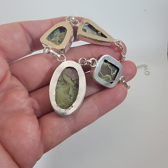 Handmade Green Jasper Necklace Artisan Sterling Silver Jewelry Unique Gemstone - Picture 10 of 10